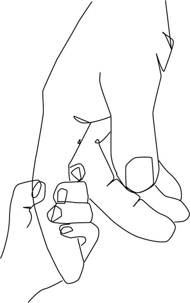 drawing of hand for wire art project